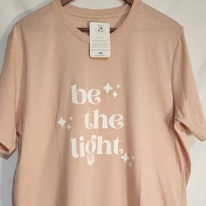 NWT Blonde Ambition Be The Light Graphic Shirt Size Large Balletcore Soft Peach